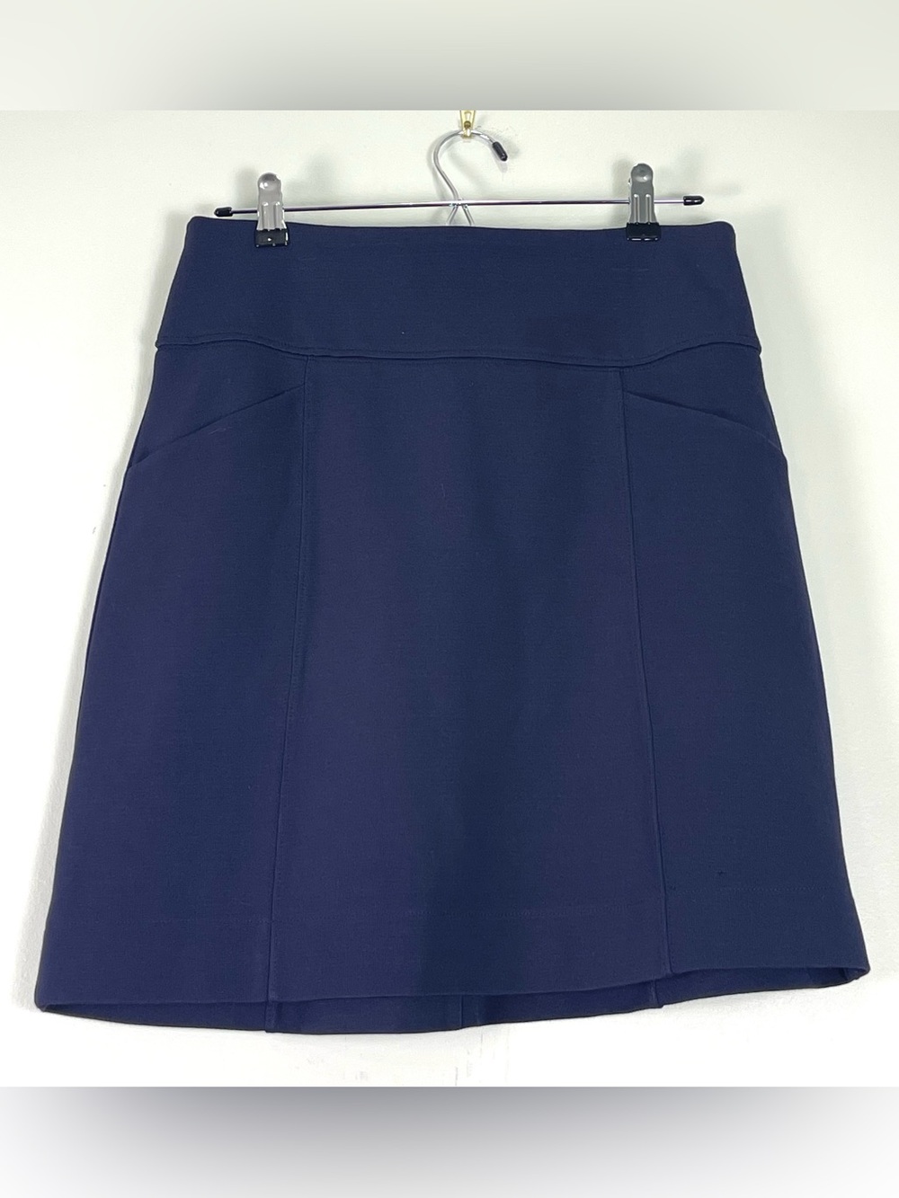 ANTHROPOLOGIE MAEVE Navy Blue Pencil Skirt Pockets Zip Closed Waist Medium